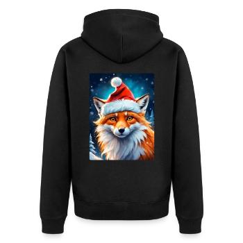 Winterlandschaft Fuchs 1.14 - Unisex Premium Bio Zip Hoodie - Schwarz - Hinten - Nico (187cm)