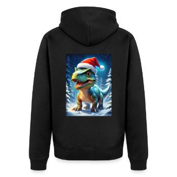 Winterlandschaft Dino 2.9 - Unisex Premium Bio Zip Hoodie - Schwarz - Hinten - Nico (187cm)