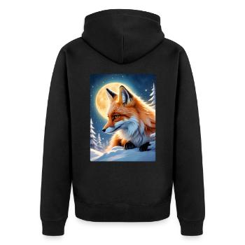 Winterlandschaft Fuchs 1.11 - Unisex Premium Bio Zip Hoodie - Schwarz - Hinten - Nico (187cm)