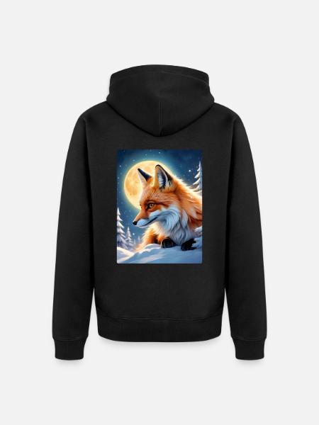 Winterlandschaft Fuchs 1.11 - Unisex Premium Bio Zip Hoodie - Schwarz