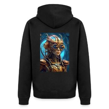 Steampunk Alien 1.13 - Unisex Premium Organic Zip Hoodie - black - Back - Nico (187cm)