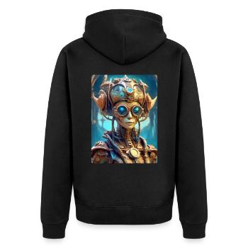 Steampunk Alien 1.11 - Unisex Premium Organic Zip Hoodie - black - Back - Nico (187cm)
