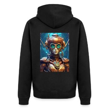 Steampunk Alien 1.16 - Unisex Premium Organic Zip Hoodie - black - Back - Nico (187cm)