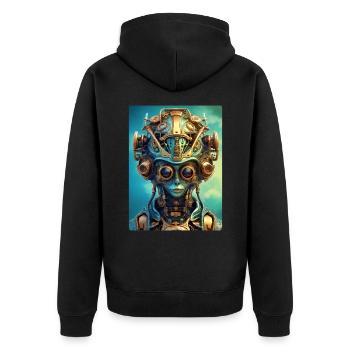 Steampunk Alien 1.3 - Unisex Premium Organic Zip Hoodie - black - Back - Nico (187cm)