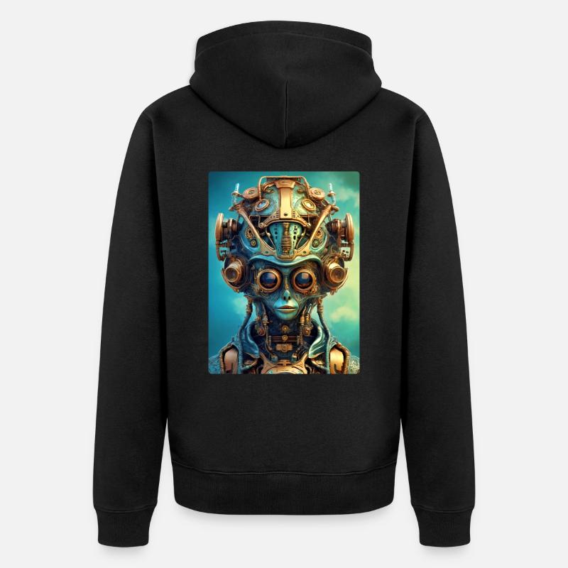 Steampunk Alien 1.3 - Unisex Premium Bio Zip Hoodie - Schwarz