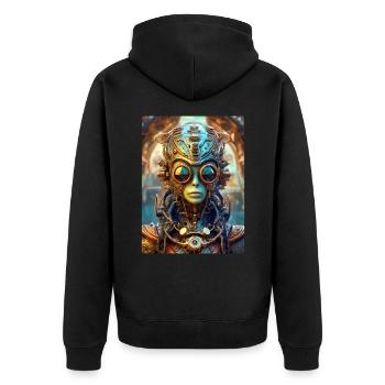 Steampunk Alien 1.14 - Unisex Premium Organic Zip Hoodie - black - Back - Nico (187cm)