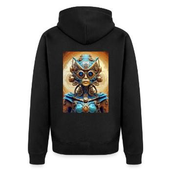Steampunk Alien 1.10 - Unisex Premium Bio Zip Hoodie - Schwarz - Hinten - Nico (187cm)