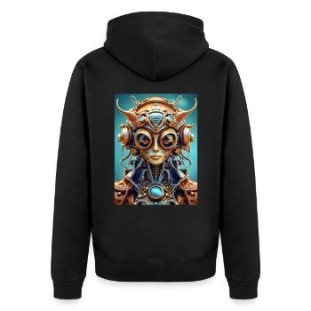 Steampunk Alien 1.18 - Unisex Premium Organic Zip Hoodie - black - Back - Nico (187cm)