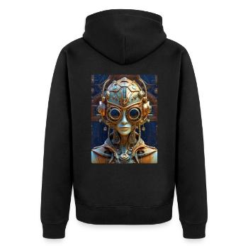 Steampunk Alien 1.1 - Unisex Premium Bio Zip Hoodie - Schwarz - Hinten - Nico (187cm)