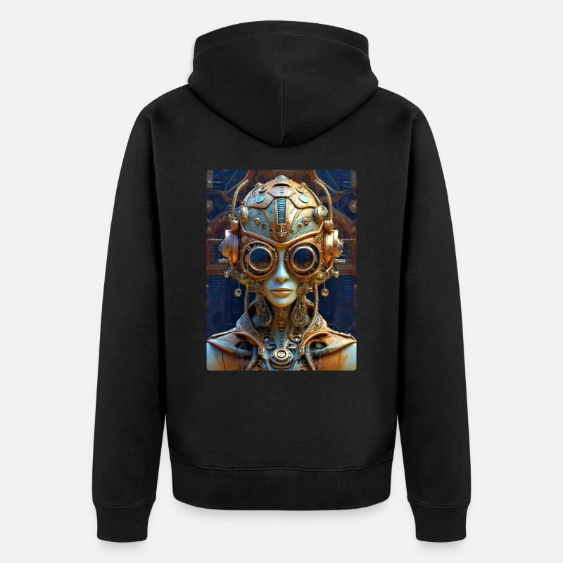 Steampunk Alien 1.1 - Veste à capuche bio Premium Unisexe - noir