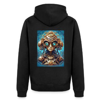 Steampunk Alien 1.2 - Unisex Premium Organic Zip Hoodie - black - Back - Nico (187cm)