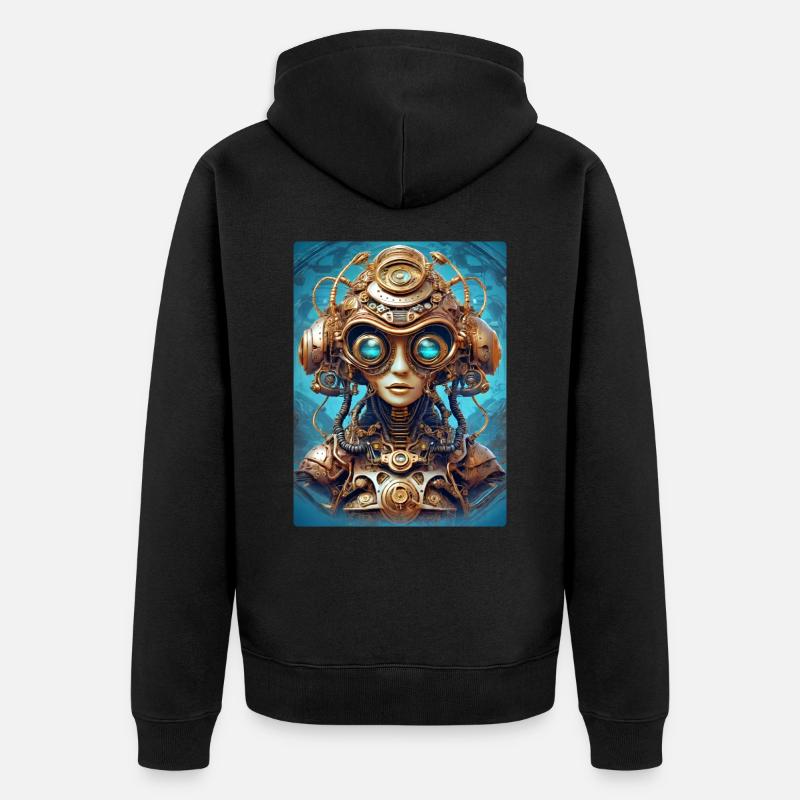 Steampunk Alien 1.2 - Unisex Premium Bio Zip Hoodie - Schwarz