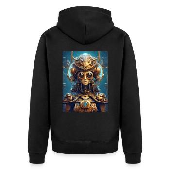 Steampunk Alien 1.15 - Unisex Premium Bio Zip Hoodie - Schwarz - Hinten - Nico (187cm)