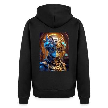 Steampunk Alien 1.19 - Unisex Premium Organic Zip Hoodie - black - Back - Nico (187cm)