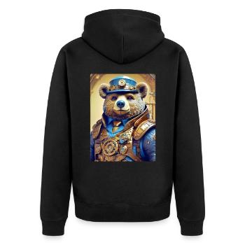 Steampunk Bear 1.6 - Unisex Premium Organic Zip Hoodie - black - Back - Nico (187cm)