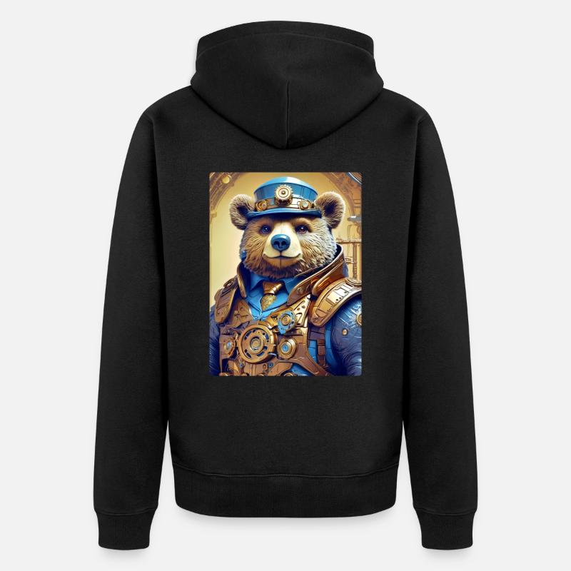 Ours Steampunk 1.6 - Veste à capuche bio Premium Unisexe - noir