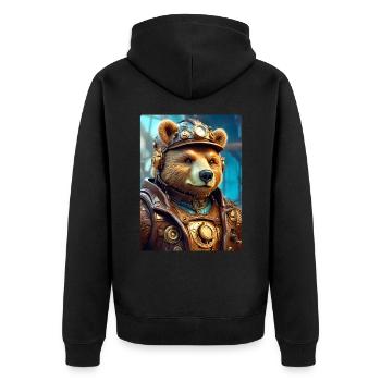 Steampunk Bear 1.17 - Unisex Premium Organic Zip Hoodie - black - Back - Nico (187cm)
