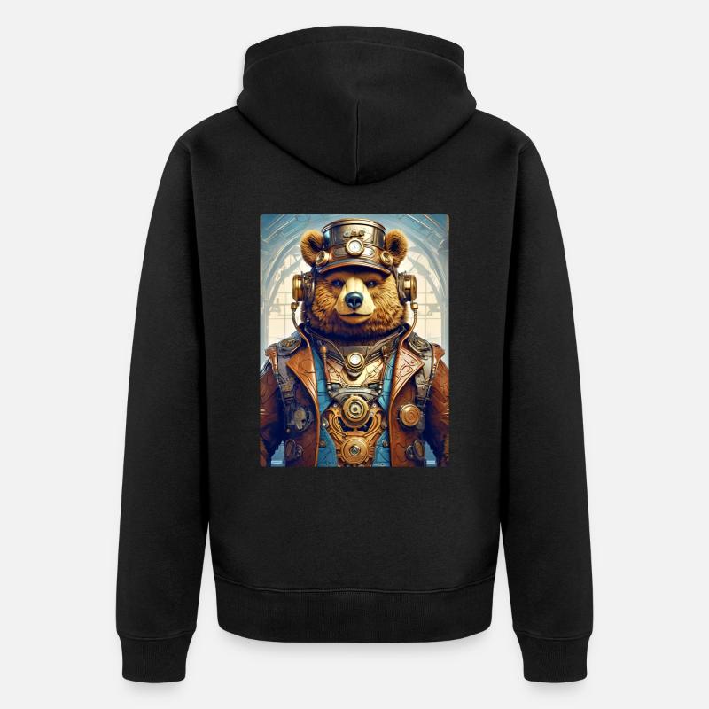 Ours Steampunk 1.8 - Veste à capuche bio Premium Unisexe - noir