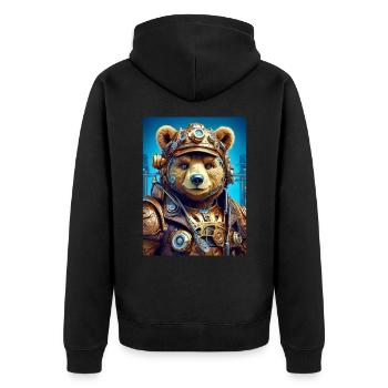 Steampunk Bear 1.1 - Unisex Premium Organic Zip Hoodie - black - Back - Nico (187cm)