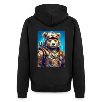 Steampunk Bear 1.16 - Unisex Premium Organic Zip Hoodie - black - Back - Nico (187cm)