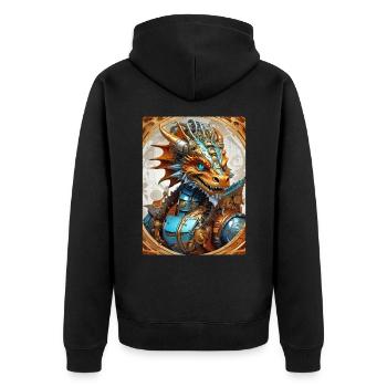Steampunk Dragon 1.6 - Unisex Premium Organic Zip Hoodie - black - Back - Nico (187cm)