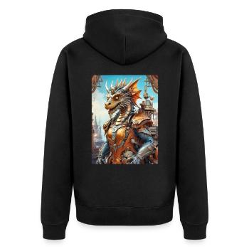 Steampunk Dragon 1.9 - Unisex Premium Organic Zip Hoodie - black - Back - Nico (187cm)