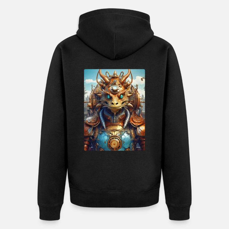 Steampunk Dragon 1.11 - Unisex Premium Bio Zip Hoodie - Schwarz
