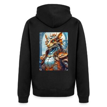 Steampunk Dragon 1.4 - Unisex Premium Organic Zip Hoodie - black - Back - Nico (187cm)