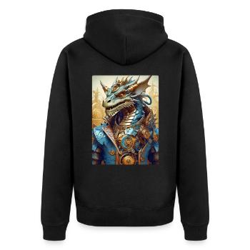 Steampunk Dragon 1.15 - Unisex Premium Organic Zip Hoodie - black - Back - Nico (187cm)