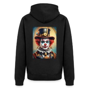 Steampunk Clown 1.11 - Unisex Premium Bio Zip Hoodie - Schwarz - Hinten - Nico (187cm)