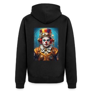 Steampunk Clown 1.3 - Unisex Premium Bio Zip Hoodie - Schwarz - Hinten - Nico (187cm)