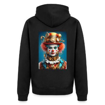 Steampunk Clown 1.4 - Unisex Premium Bio Zip Hoodie - Schwarz - Hinten - Nico (187cm)