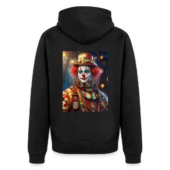 Steampunk Clown 1.9 - Unisex Premium Bio Zip Hoodie - Schwarz - Hinten - Nico (187cm)