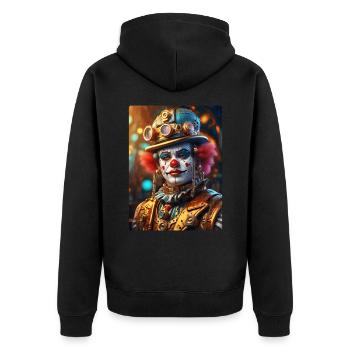 Steampunk Clown 1.19 - Unisex Premium Bio Zip Hoodie - Schwarz - Hinten - Nico (187cm)