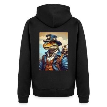 Dino Steampunk 1.14 - Veste à capuche bio Premium Unisexe - noir - Dos - Nico (187cm)