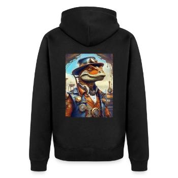 Dino Steampunk 1.8 - Veste à capuche bio Premium Unisexe - noir - Dos - Nico (187cm)