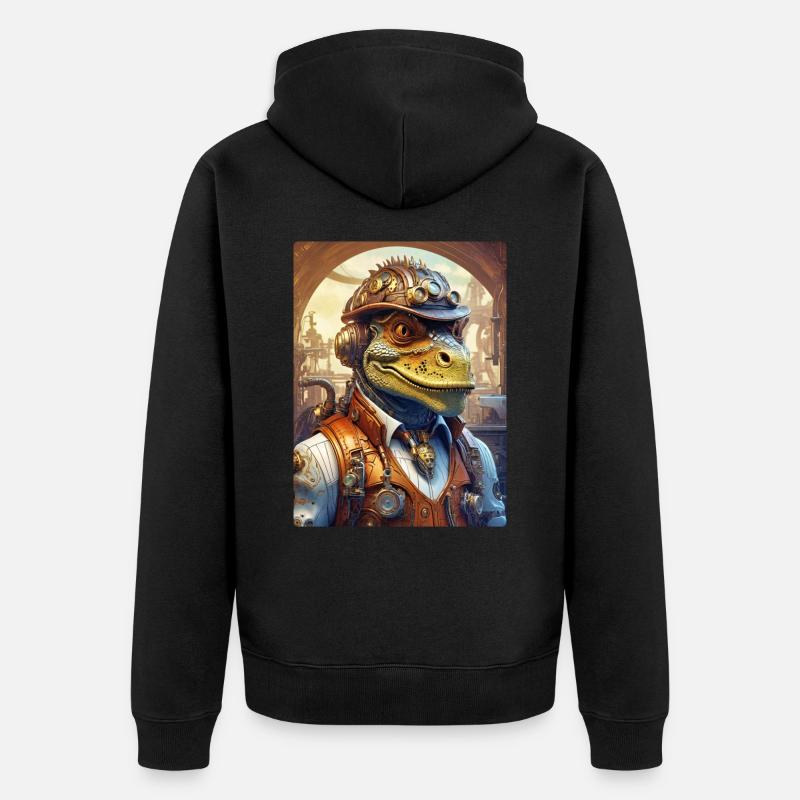 Dino steampunk 1.5 - Veste à capuche bio Premium Unisexe - noir