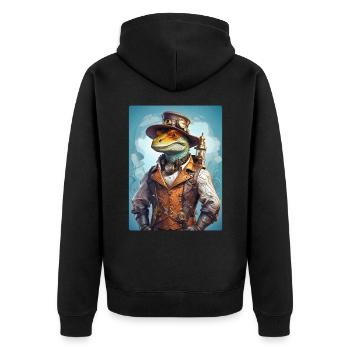 Dino Steampunk 1.6 - Veste à capuche bio Premium Unisexe - noir - Dos - Nico (187cm)
