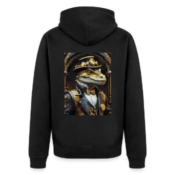 Steampunk Dino 1.4 - Unisex Premium Organic Zip Hoodie - black - Back - Nico (187cm)