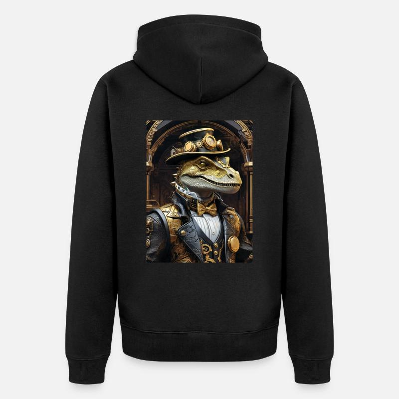 Steampunk Dino 1.4 - Unisex Premium Bio Zip Hoodie - Schwarz