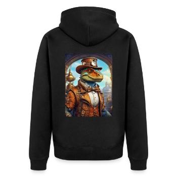 Steampunk Dino 1.1 - Unisex Premium Organic Zip Hoodie - black - Back - Nico (187cm)