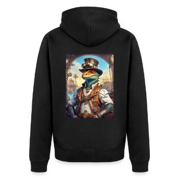 Steampunk Dino 1.9 - Unisex Premium Organic Zip Hoodie - black - Back - Nico (187cm)