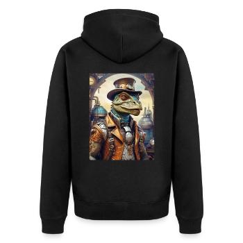 Steampunk Dino 1.16 - Unisex Premium Organic Zip Hoodie - black - Back - Nico (187cm)