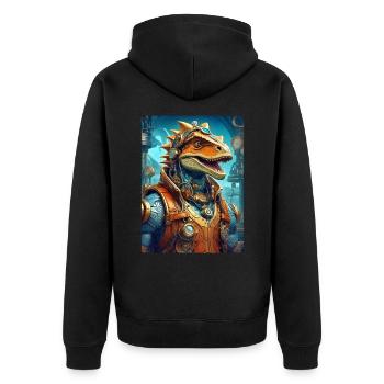 Steampunk Dino 1.23 - Unisex Premium Organic Zip Hoodie - black - Back - Nico (187cm)