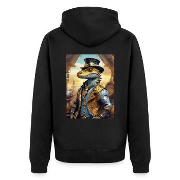 Dino Steampunk 1.22 - Veste à capuche bio Premium Unisexe - noir - Dos - Nico (187cm)