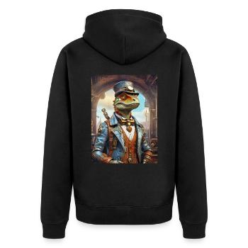 Dino Steampunk 1.20 - Veste à capuche bio Premium Unisexe - noir - Dos - Nico (187cm)