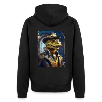 Steampunk Dino 1.19 - Unisex Premium Organic Zip Hoodie - black - Back - Nico (187cm)