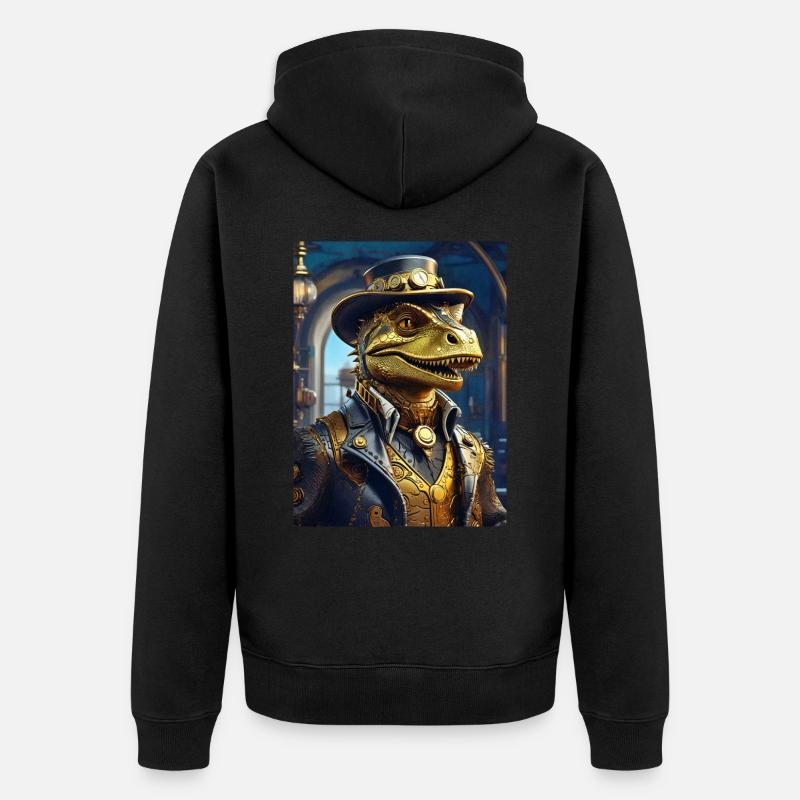 Steampunk Dino 1.19 - Unisex Premium Bio Zip Hoodie - Schwarz