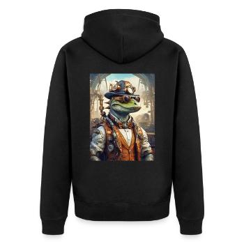 Steampunk Dino 1.17 - Unisex Premium Organic Zip Hoodie - black - Back - Nico (187cm)