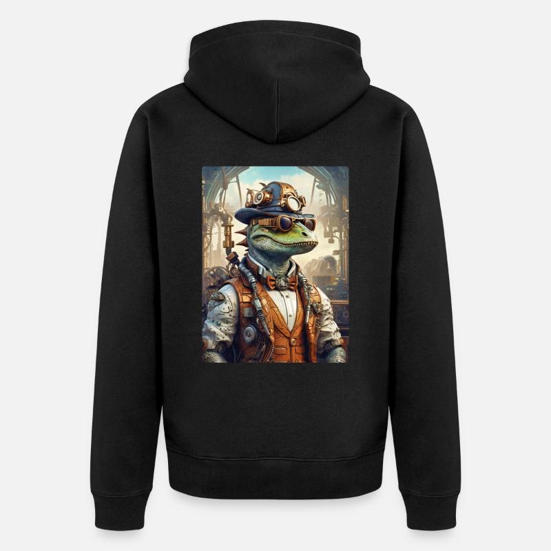 Dinosaure steampunk 1.17 - Veste à capuche bio Premium Unisexe - noir